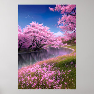 Riverside Bliss im Sakura Park Poster