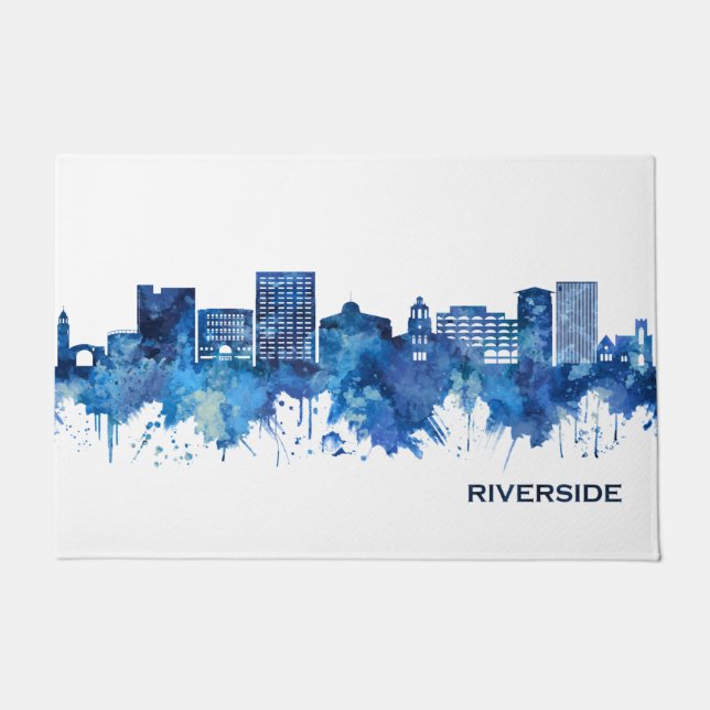 Riverside California Skyline Blue Fußmatte (Vorderseite)