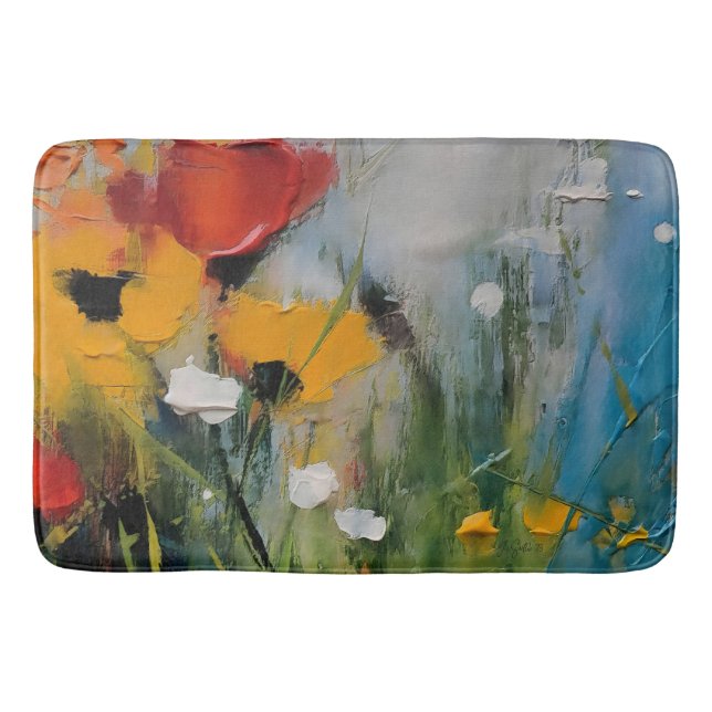 Riverside – Expressive Abstract Meadow Badematte (Vorderseite)