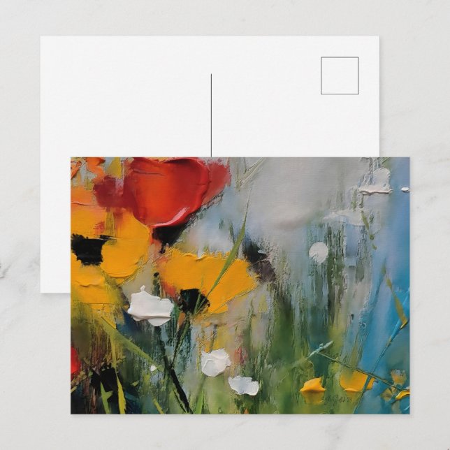 Riverside – Expressiver abstrakter Wiesenbereich Postkarte (Vorne/Hinten)