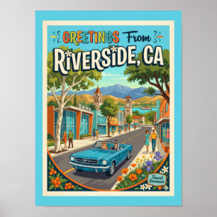Riverside Kalifornien Grüße Retro Stil Poster