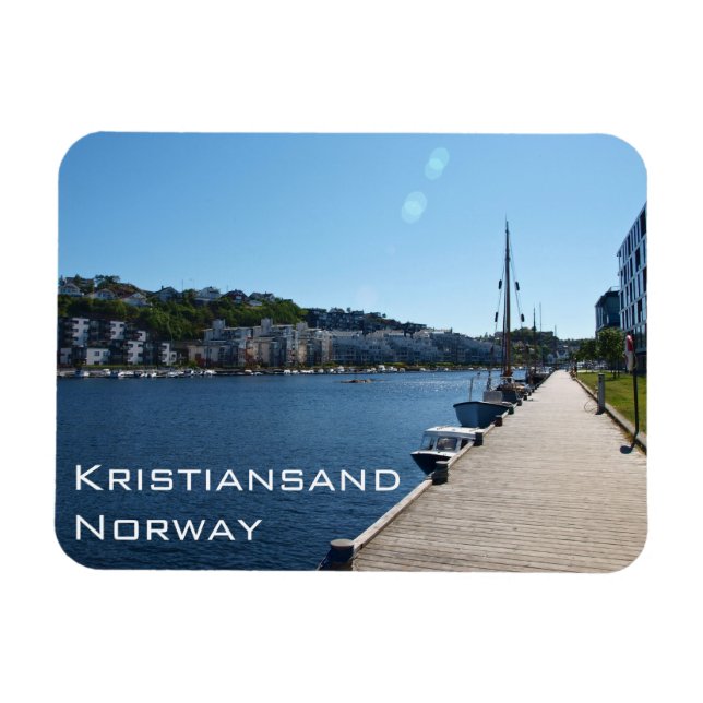 Riverside View in Kristiansand, Norwegen Magnet (Horizontal)