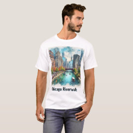Riverwalk in Chicago Watercolor Reisen T - Shirt