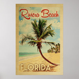 Riviera Beach Palm Tree Vintage Reisen Poster