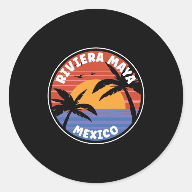 Riviera Maya Mexico Sunrise Runder Aufkleber (Vorderseite)
