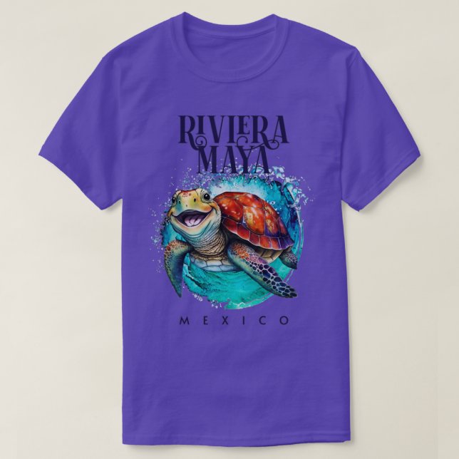 Riviera Maya Mexico Wasserfarbenfrohe Meeresschild T-Shirt (Design vorne)