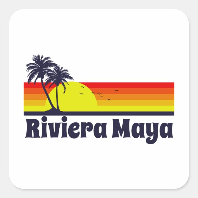 Riviera Maya Quadratischer Aufkleber (Vorderseite)