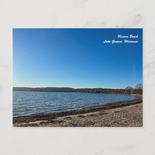 Riviera Strand am Genfersee Wisconsin Postcard Postkarte (Vorderseite)