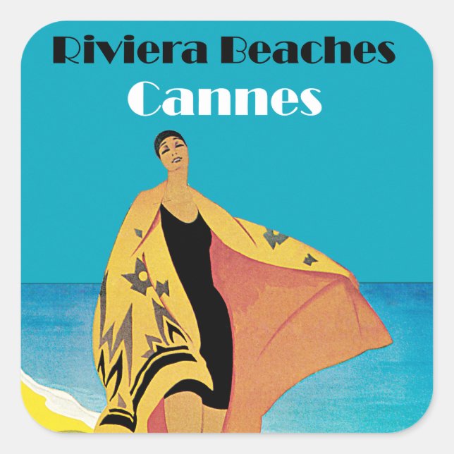 Riviera Strände ~ Cannes Quadratischer Aufkleber (Vorderseite)