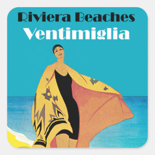 Riviera Strände ~ Ventimiglia Quadratischer Aufkleber