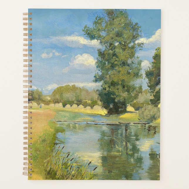 Rivière à travers un paysage de récolte, été (Devant)