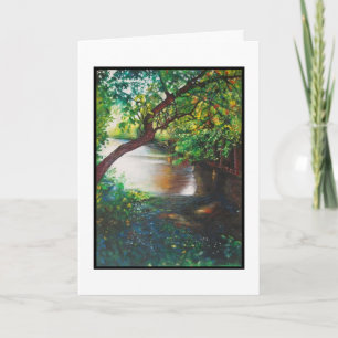Rivière Peinte Et Arbres Art Bonne Carte Anniversa