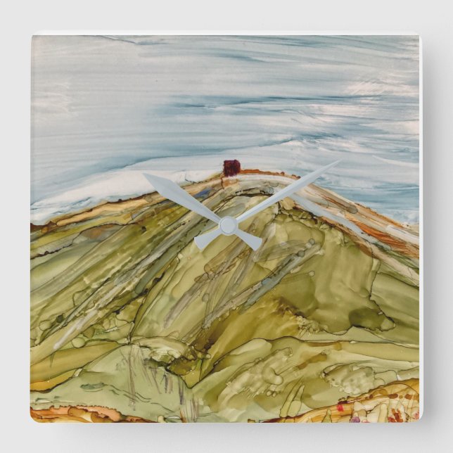 Rivington Pike Horwich Impressionistin Quadratische Wanduhr (Vorderseite)