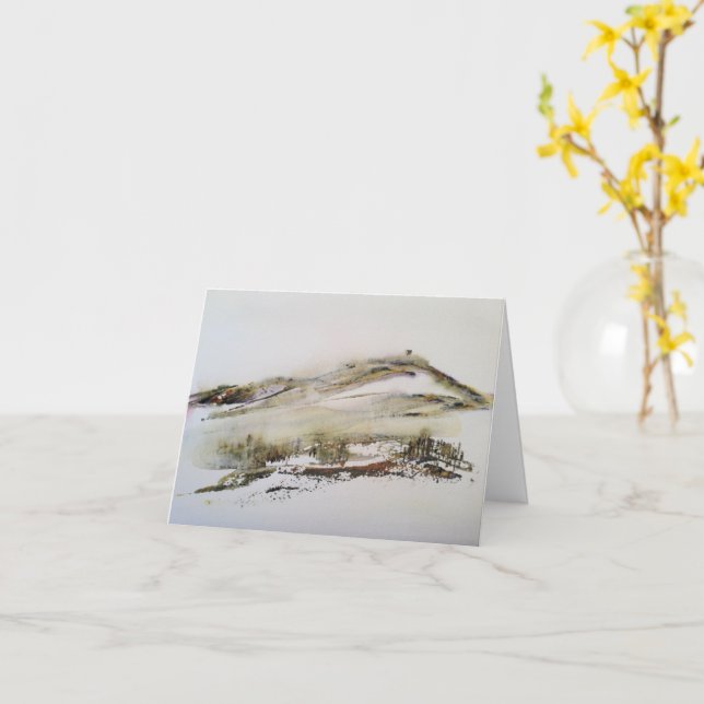 Rivington pike Horwich Watercolor Weihnachtskarte Karte (Gelbe Blume)