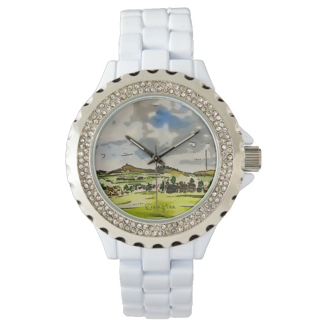 Rivington Winter Hill Landschaft Armbanduhr (Vorderseite)