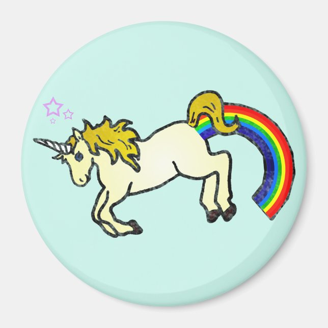 Riyah-Li Designs Regenbogen Kackend Einhorn Magnet (Vorne)