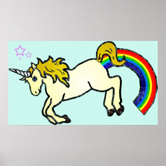Riyah-Li Designs Regenbogen Kackend Einhorn Poster (Vorne)