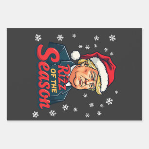 Rizz der Saison Lustiger Trump Weihnachten Santa Geschenkpapier Set