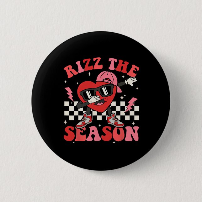 Rizz Die Saison Valentinstag Dabbing Herz Valentin Button (Vorderseite)