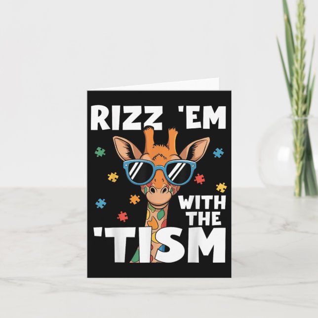Rizz Em mit dem Tismus Autismus Giraffe Funny Auti Karte (Vorderseite)