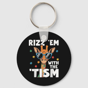 Rizz Em mit dem Tismus Autismus Giraffe Funny Auti Schlüsselanhänger