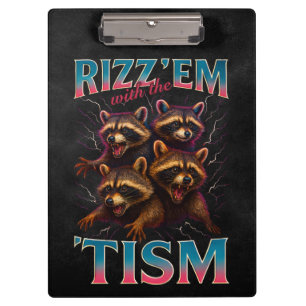 Rizz Em With The Tism Meme Autismus Lustiger Wasch Klemmbrett