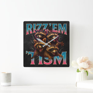 Rizz Em With The Tism Meme Autismus Lustiger Wasch Quadratische Wanduhr