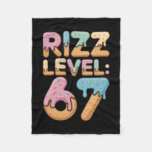 Rizz Level 67 Meme-Shirt Eiscreme-Tropf-Meme Six S Fleecedecke
