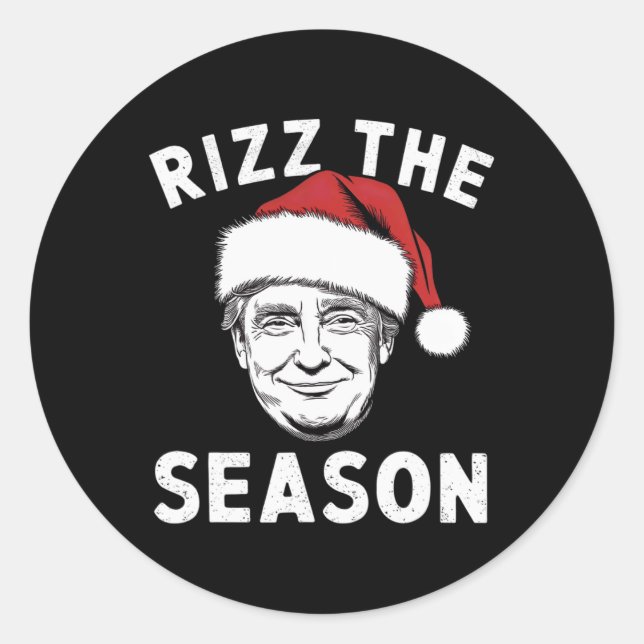 Rizz The Season Funny Trump Weihnachten Runder Aufkleber (Vorderseite)