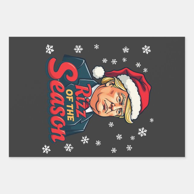 Rizz The Season Funny Trump Weihnachten Weihnachte Geschenkpapier Set (Vorderseite)