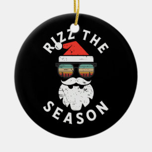Rizz the Season Santa Retro Sonnenbrille Weihnacht Keramik Ornament