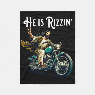 Rizzen Lustiger Rizz Er Ist Rizzin Jesus Fährt Mot Fleecedecke