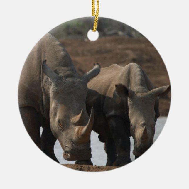 Rlack Rhinos-Verzierung Keramik Ornament (Vorne)