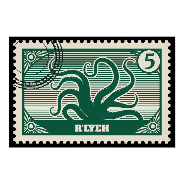 R'lyeh Post Briefmarke Poster (Vorderseite)