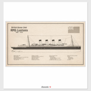 RMS Lusitania - Pläne für ein Schiffskonzept - SD Aufkleber