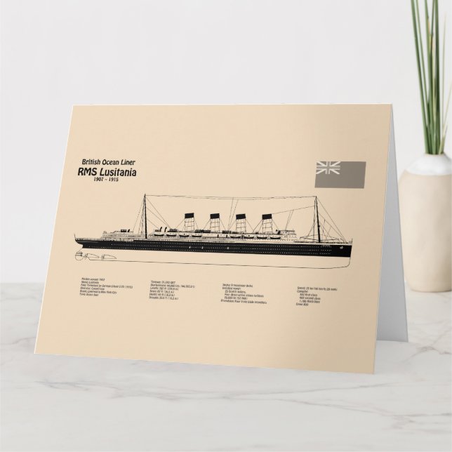 RMS Lusitania - Pläne für ein Schiffskonzept - SD Dankeskarte (Vorderseite)