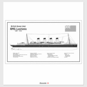 RMS Lusitania - Pläne für Schiffskonzepte BD Aufkleber