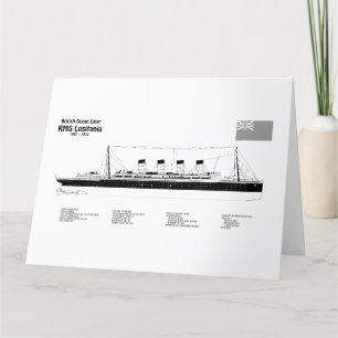 RMS Lusitania - Pläne für Schiffskonzepte BD Dankeskarte