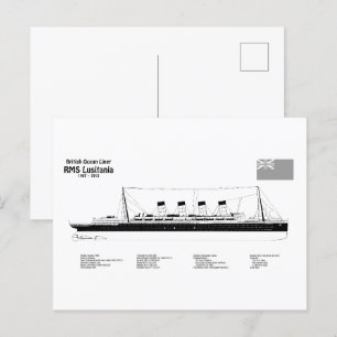RMS Lusitania - Pläne für Schiffskonzepte BD Postkarte