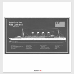 RMS Lusitania - Pläne für Schiffskonzepte PBD Aufkleber