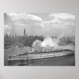 RMS Queen Mary Ankunft im Hafen von New York Poster