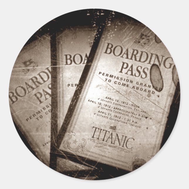 RMS Titanic Boarding Passes Runder Aufkleber (Vorderseite)