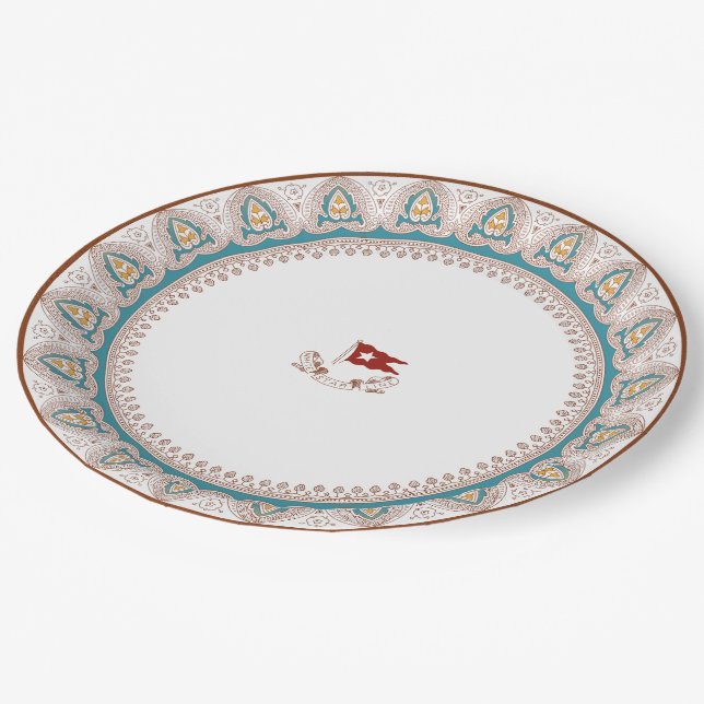 RMS Titanic First Class China Pattern Plate Pappteller (Schrägansicht)