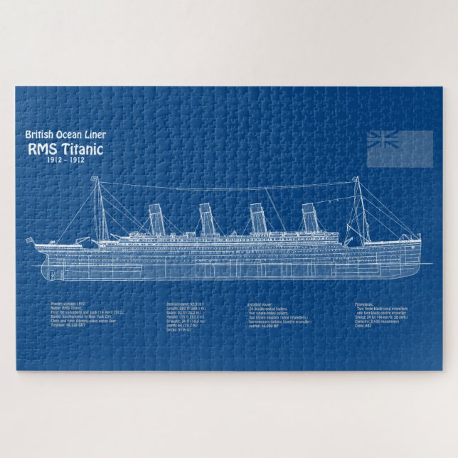 RMS Titanic Ship Blueprint Pläne ABD (Horizontal)