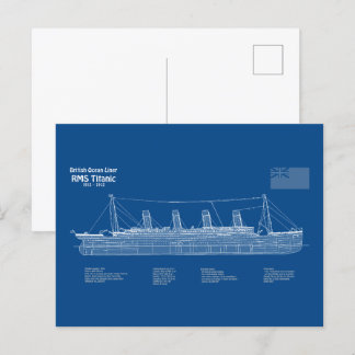 RMS Titanic Ship Blueprint Pläne ABD Postkarte
