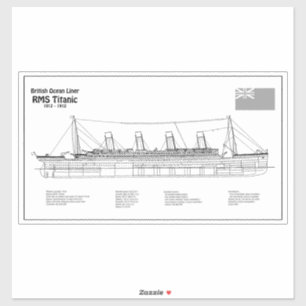 RMS Titanic Ship Blueprint Plans BD Aufkleber