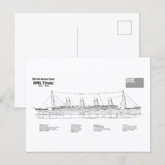 RMS Titanic Ship Blueprint Plans BD Postkarte
