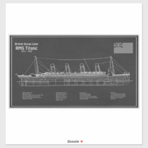 RMS Titanic Ship Blueprint Plans PBD Aufkleber