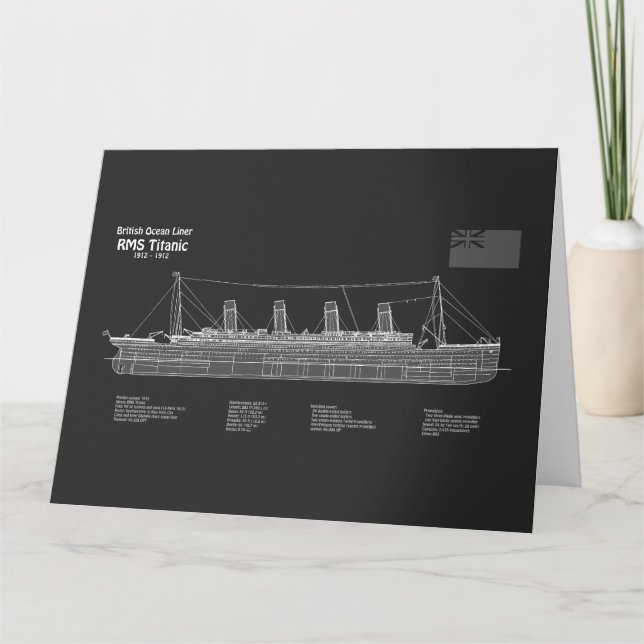 RMS Titanic Ship Blueprint Plans PBD Dankeskarte (Vorderseite)
