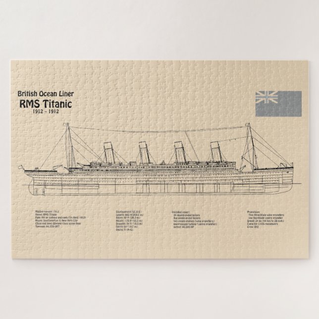 RMS Titanic Ship Blueprint Plans SD (Horizontal)